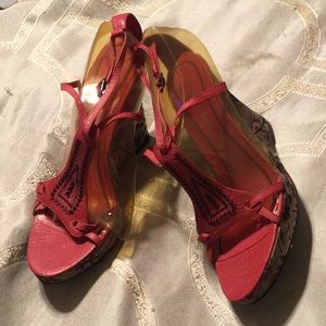 Embroidery Wedged Heel